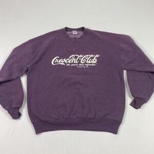 Vintage Crescent Club Sweatshirt Mens XL Purple Jerzees Made USA Siesta Key 80s